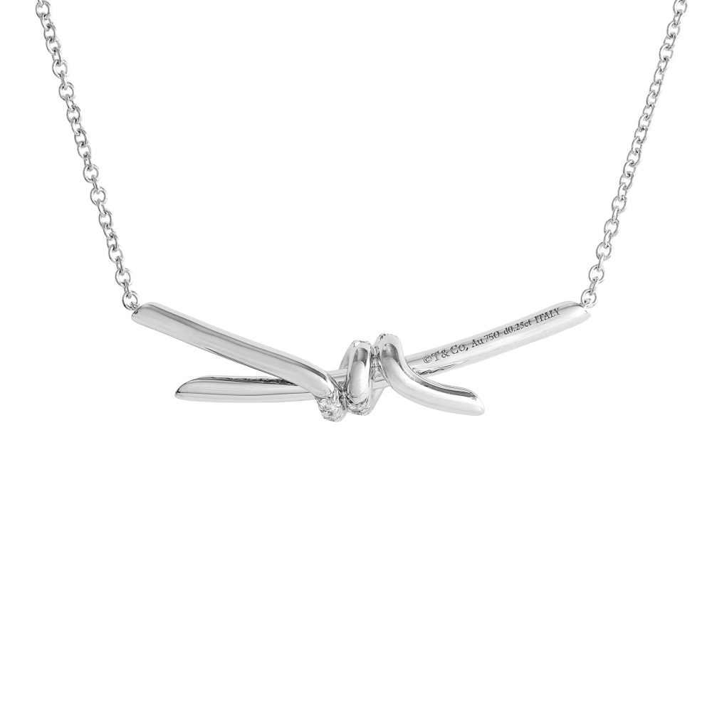 Tiffany & Co. Knot Necklace 18K White Gold Diamond 70300346