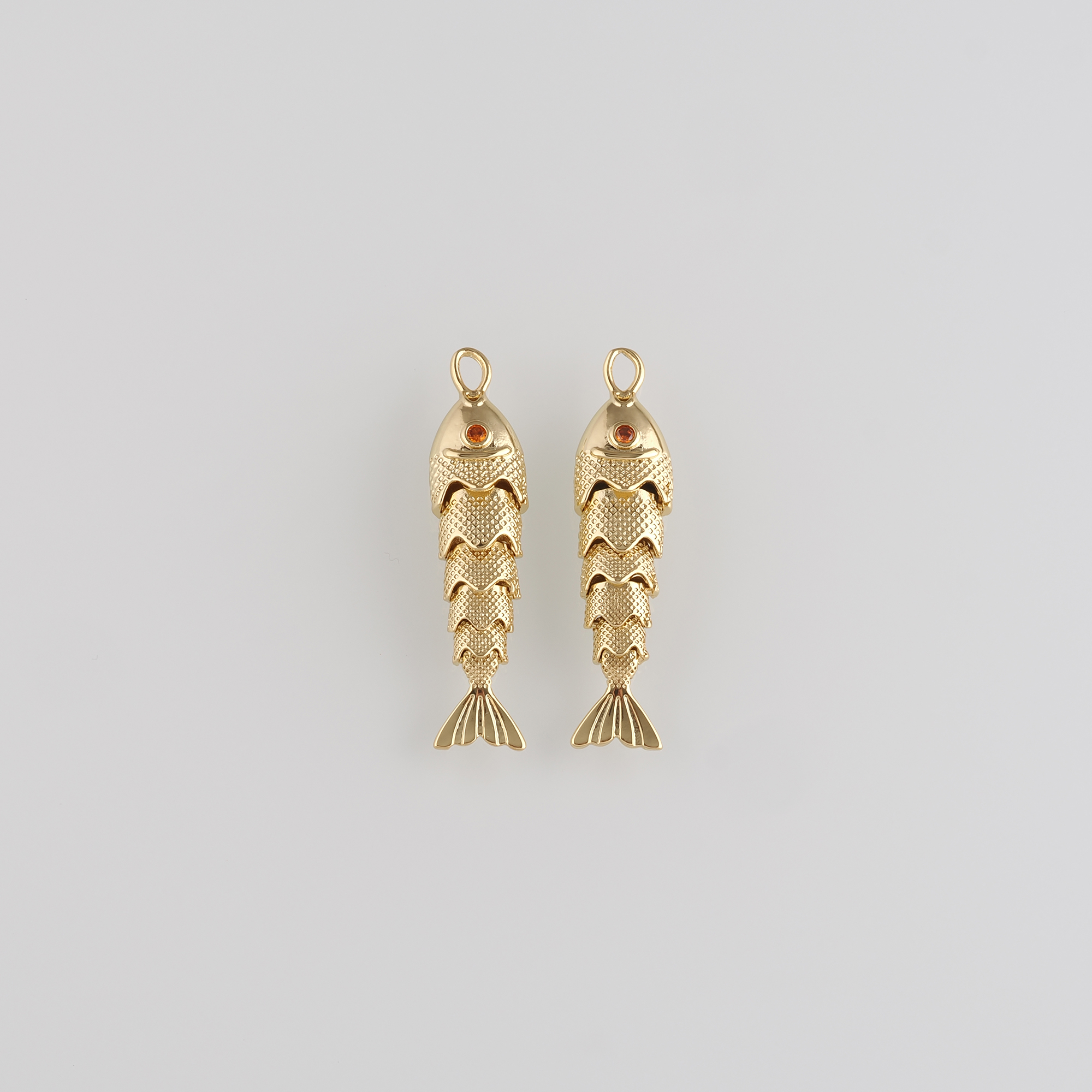 18K Gold Filled Fish Pendant,Ocean Fish Charm Earrings Necklace for DIY Jewelry Making Supply