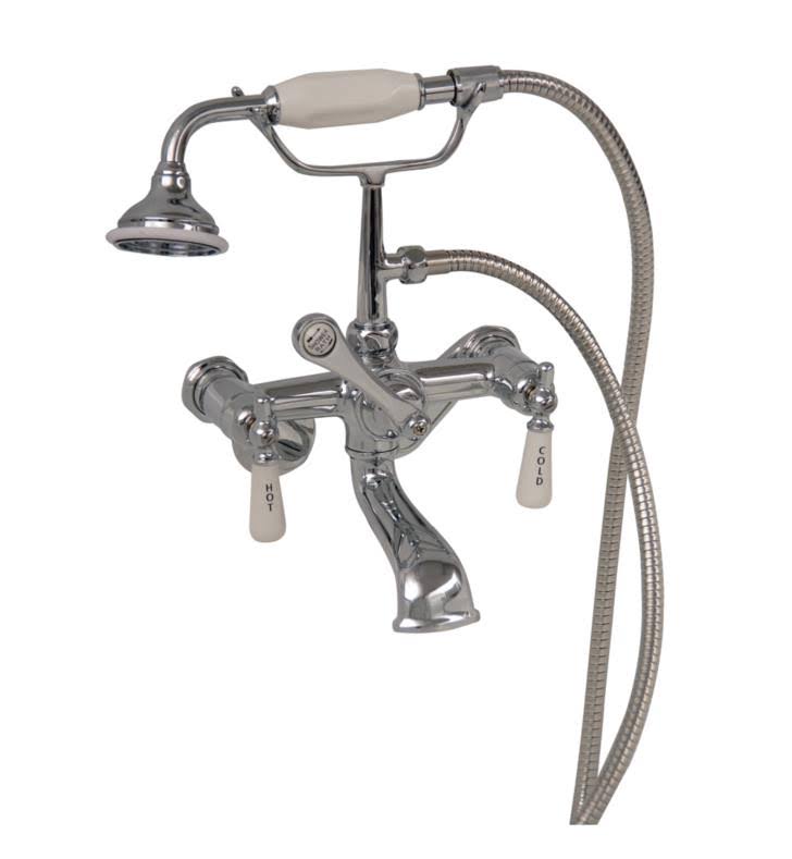 Barclay 4602-PL-PB Tub Wall-Mounted Faucet with Hand Shower - Polished Brass