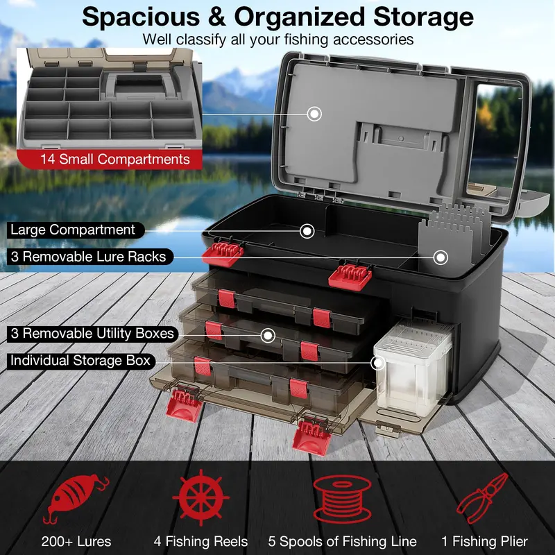 Spacious Tackle Storage Box – Large Portable Fishing Organizer with Compartmentalized Layout