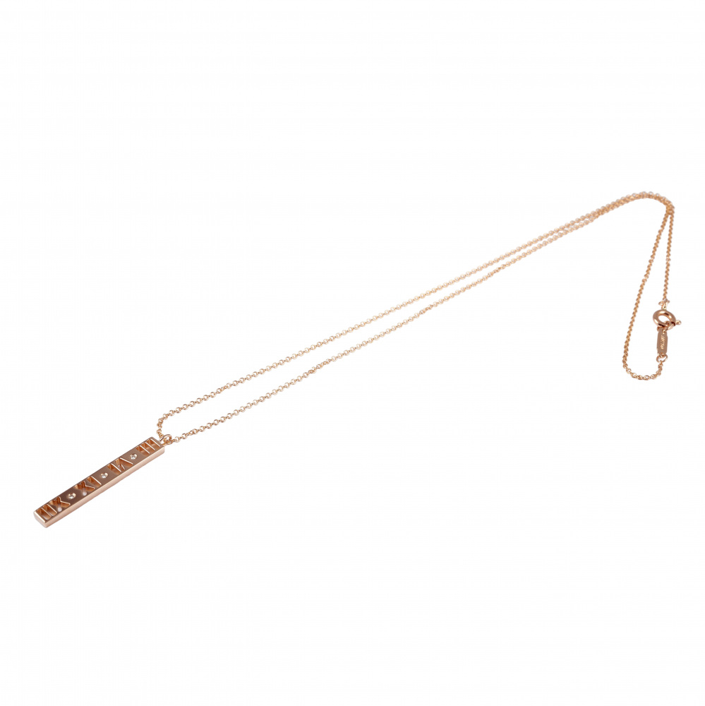 Tiffany & Co. Atlas Bar 3PD Necklace 18K Rose Gold Diamond