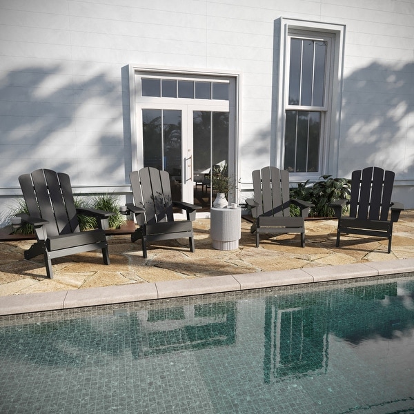 Set of 4 AllWeather Adirondack Chairs with Cupholders