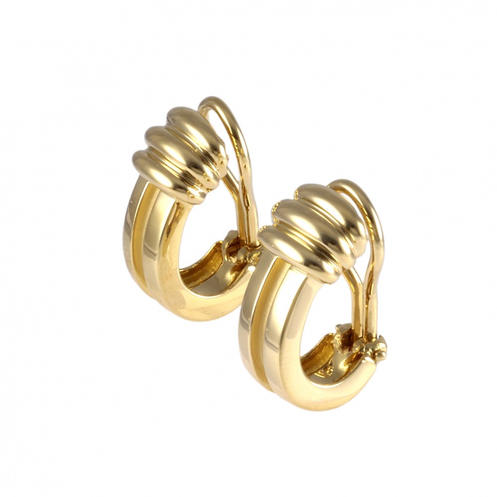 Tiffany & Co. Atlas Grooved Earrings 18K Yellow Gold