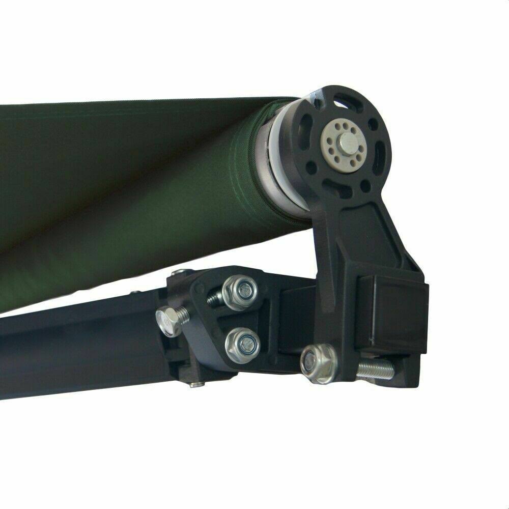 Aleko AB12X10GREEN39 12 x 10 ft. Black Frame Retractable Home Patio Canopy Awning Green