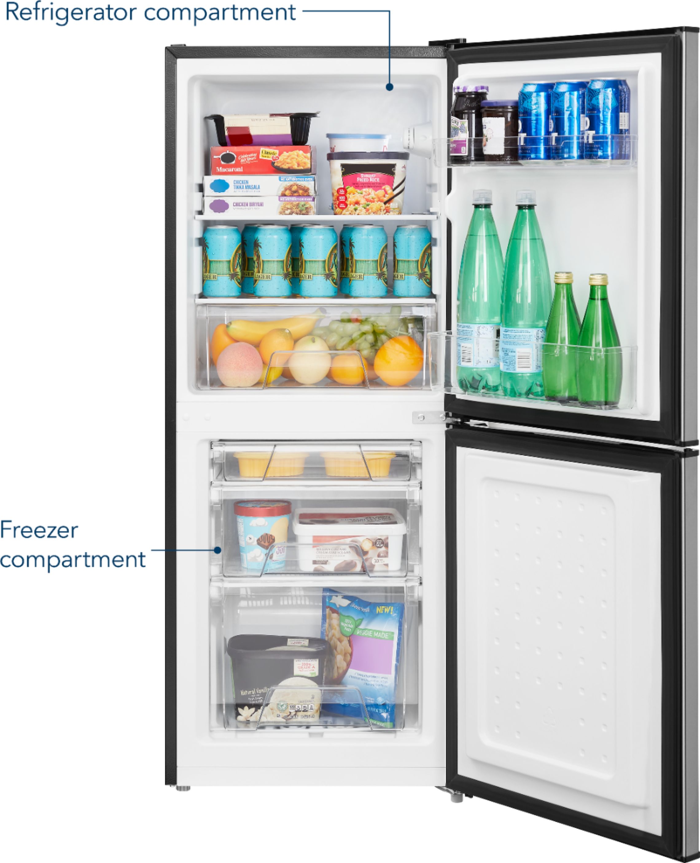 Insignia™ - 4.9 Cu. Ft. Mini Fridge with Bottom Freezer and ENERGY STAR Certification - Stainless Steel
