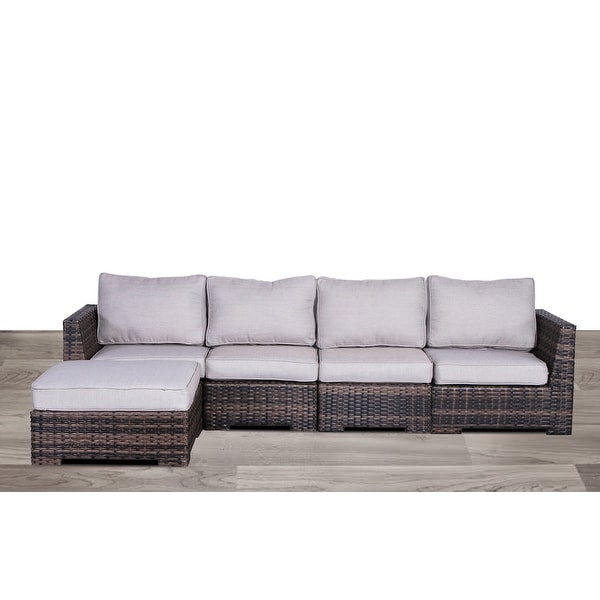 LSI 5 Piece Rattan Sectional Seating Group with Sunbrella Cushions