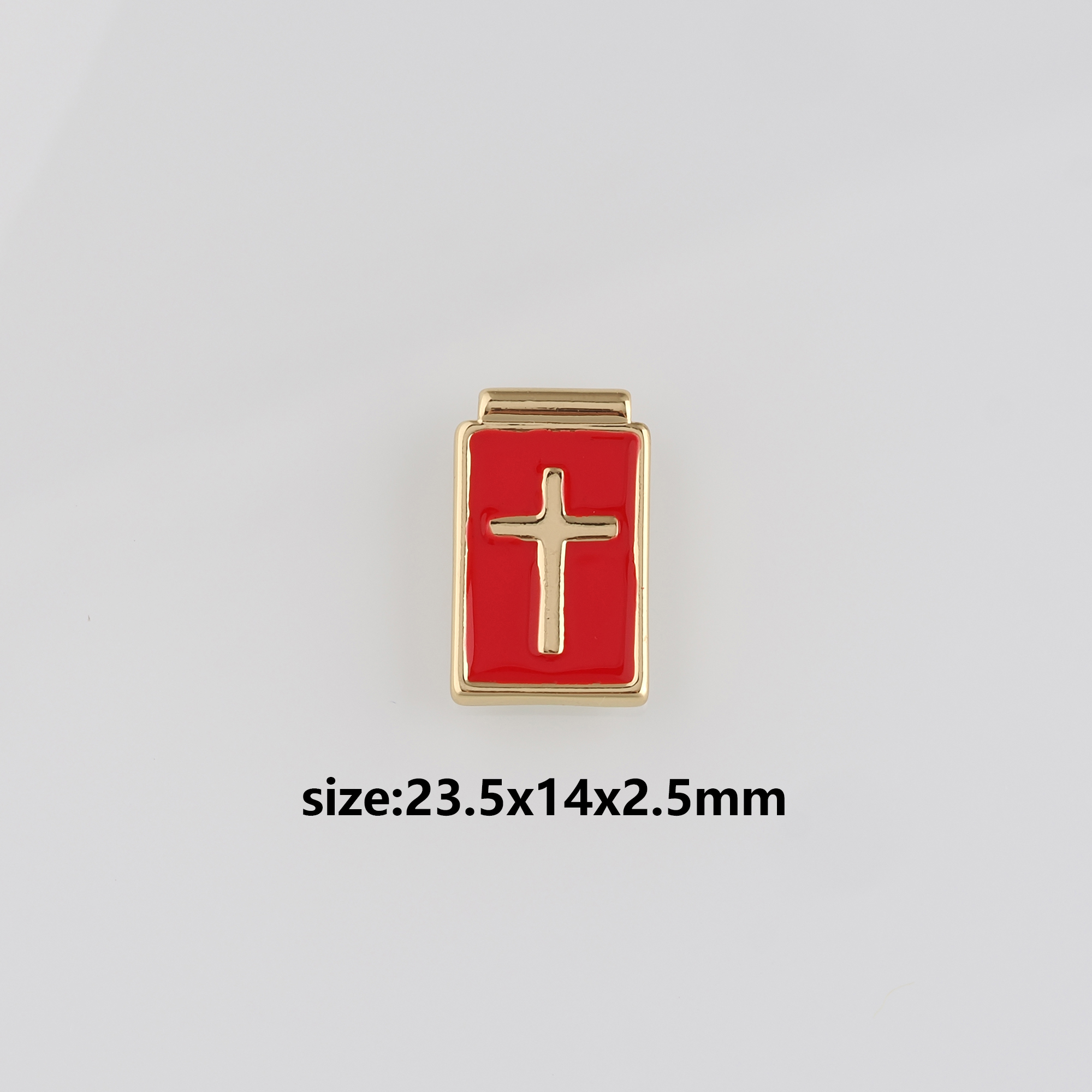 18K Gold Filled Cross Pendant,Enamel Religious Charm Earrings Necklace for DIY Jewelry Making Supply