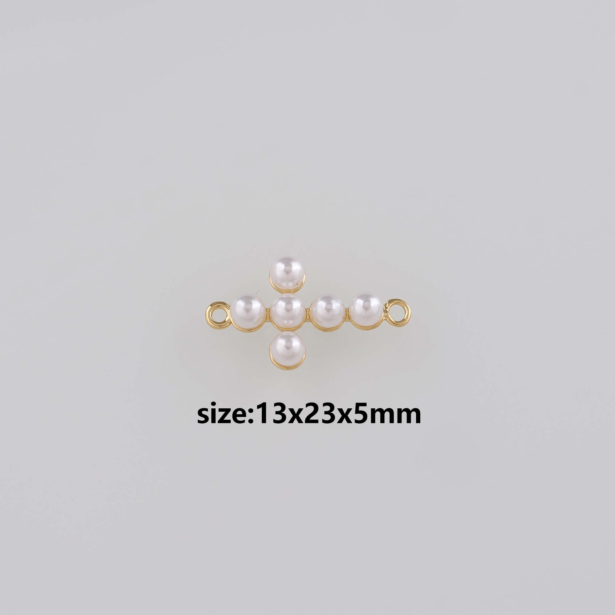 18K Gold Filled Cross Connector,Dainty Pearl Religious Charm Necklace Bracelet for DIY Jewelry Making Supply