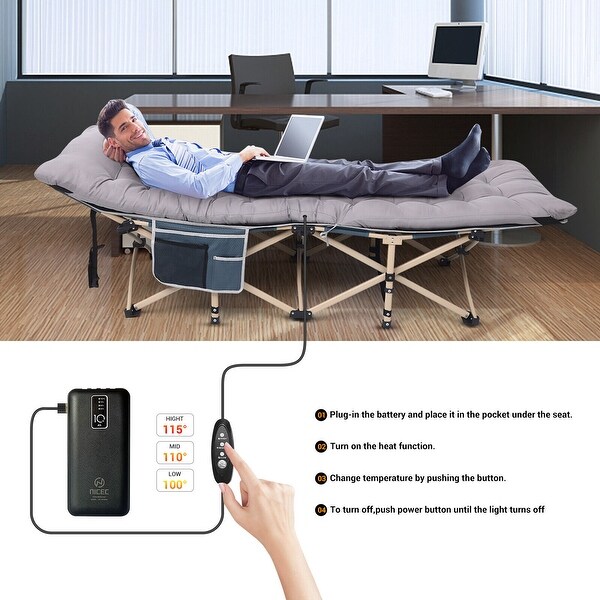Cot,Camping Cot,Heated Camping cot with 10000mAh Power Bank Heavy Duty Holds 500 Lbs