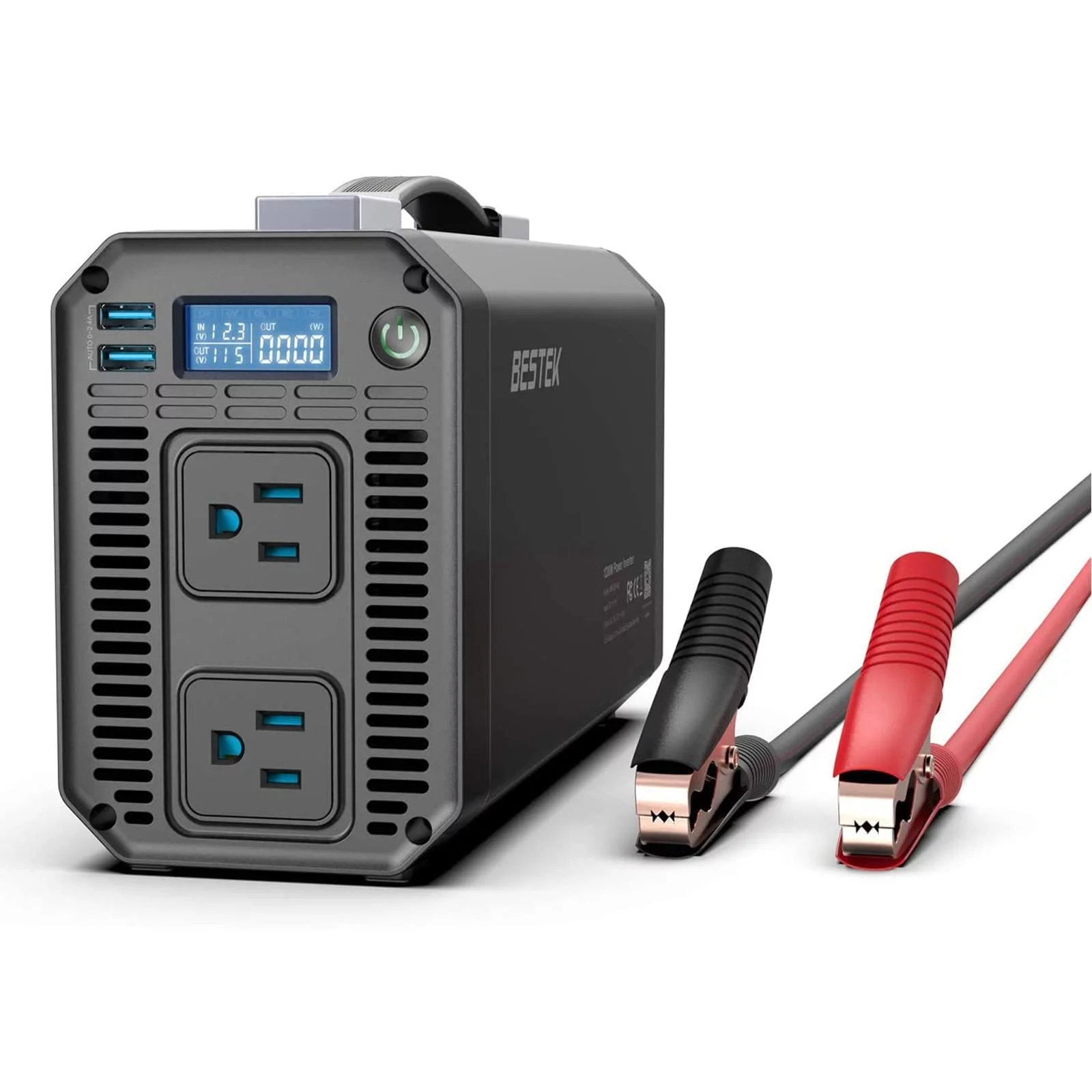 BESTEK 1200Watt Power Inverter DC 12V to 110V AC Converter with Digital LCD Display 4.2A Dual USB Car Charger