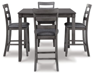 Signature Design by Ashley Bridson Counter Height Dining Room Table and Bar Stools (Set of 5), Gray