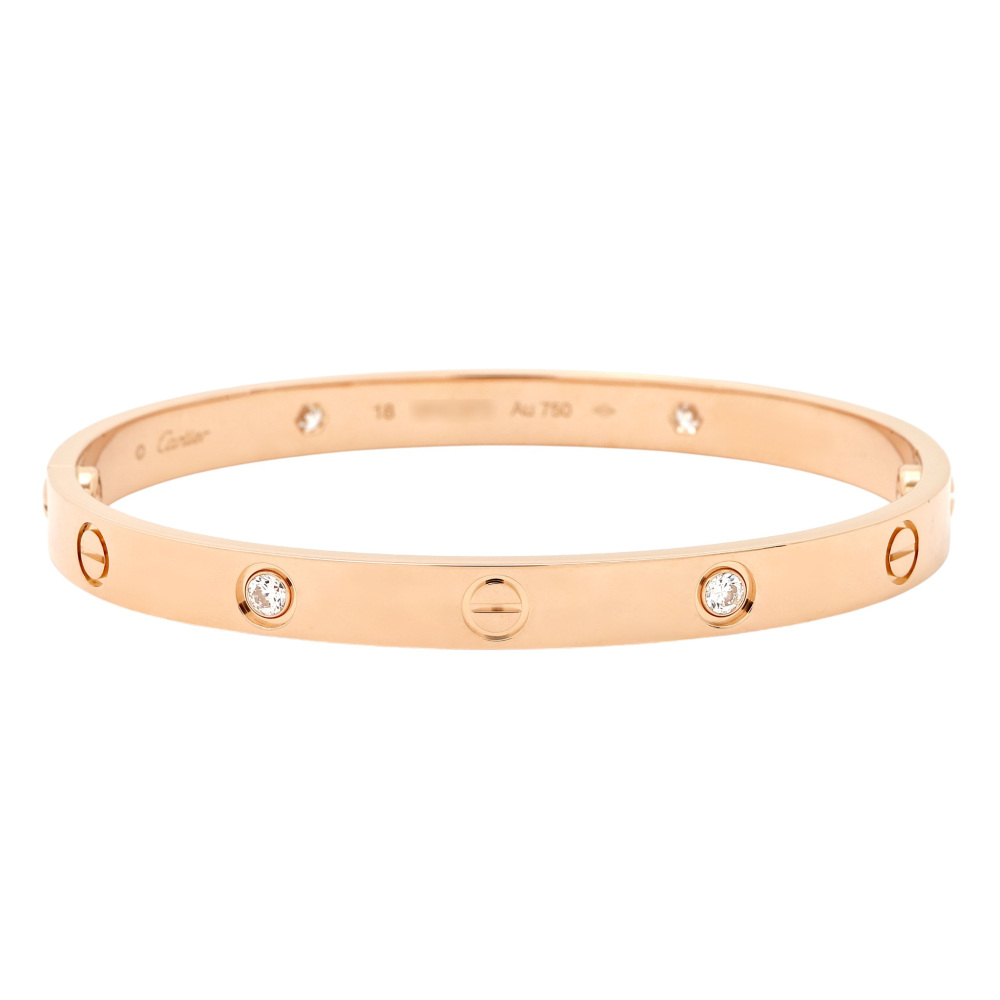 Cartier Love Classic Model Half Diamond Bracelet 18K Rose Gold B6036000