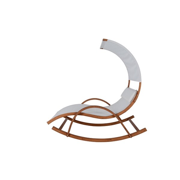 Island Retreat Bentwood Breeze Wood Frame Dual Rocking Lounger With Canopy