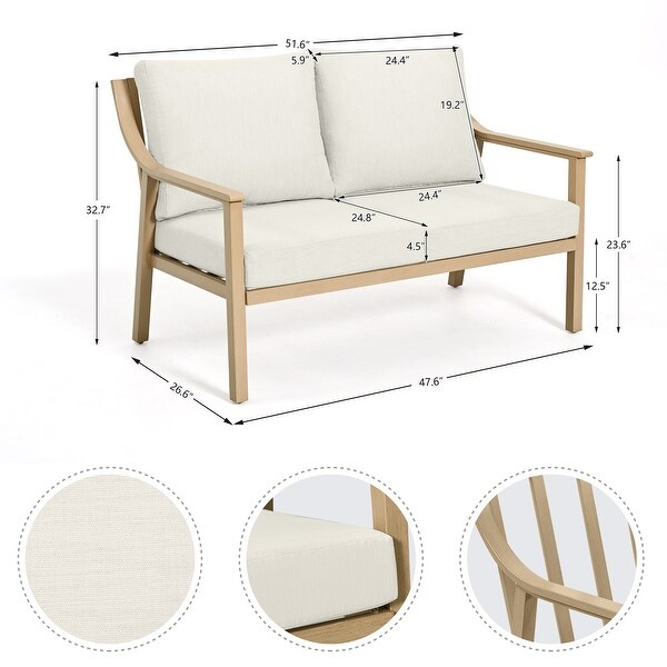 4Person Aluminum Patio Conversation Set with Swivel Chairs,Coffee Table and Cushions