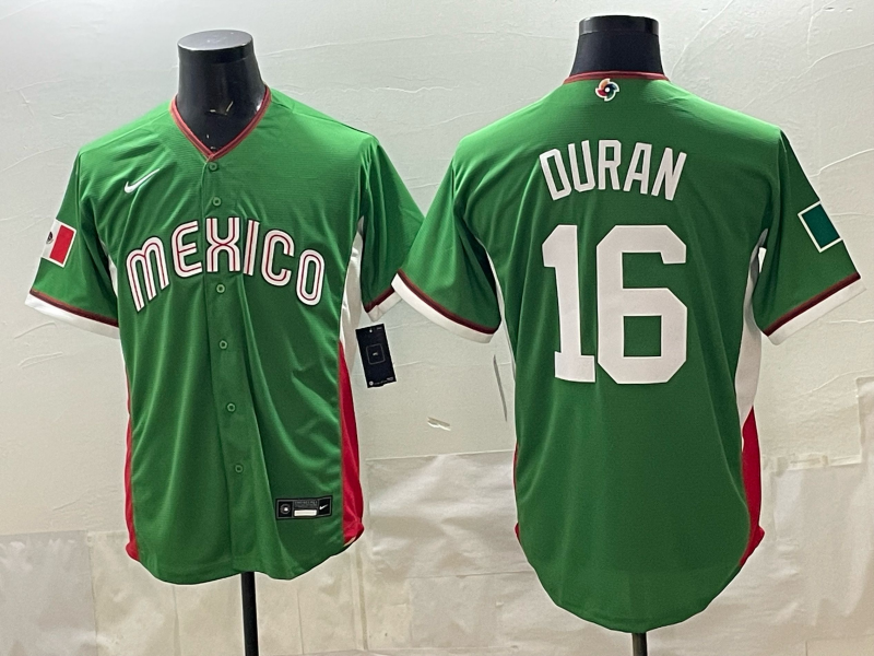 Men's Mexico Baseball Jarren Duran #16 Green 2026 World Baseball Classic Stadium Jersey