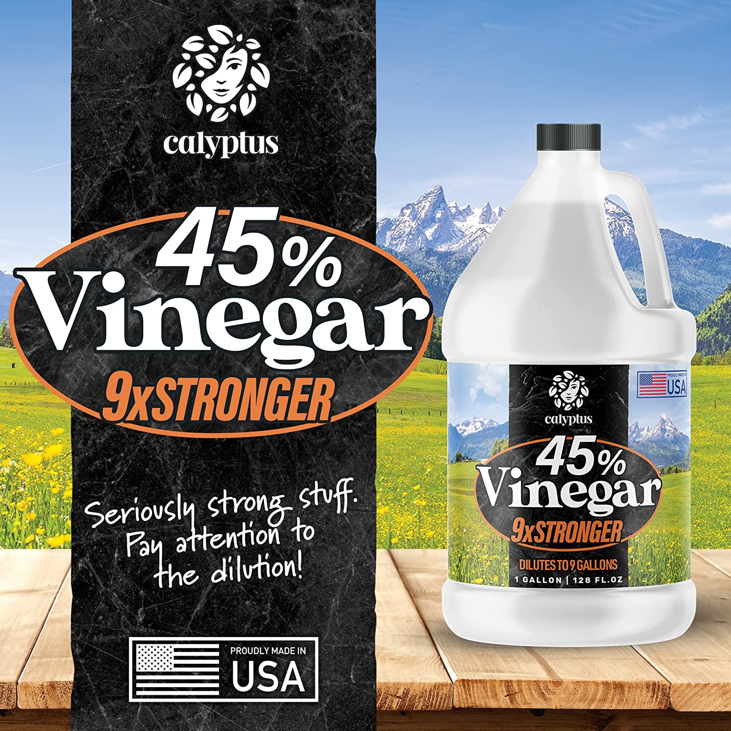 Calyptus 45% Pure Super Concentrated Vinegar,9x Power Vinegar ,1 Gallon