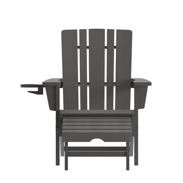 AllWeather Adirondack Chair with Pullout Ottoman and Cupholder