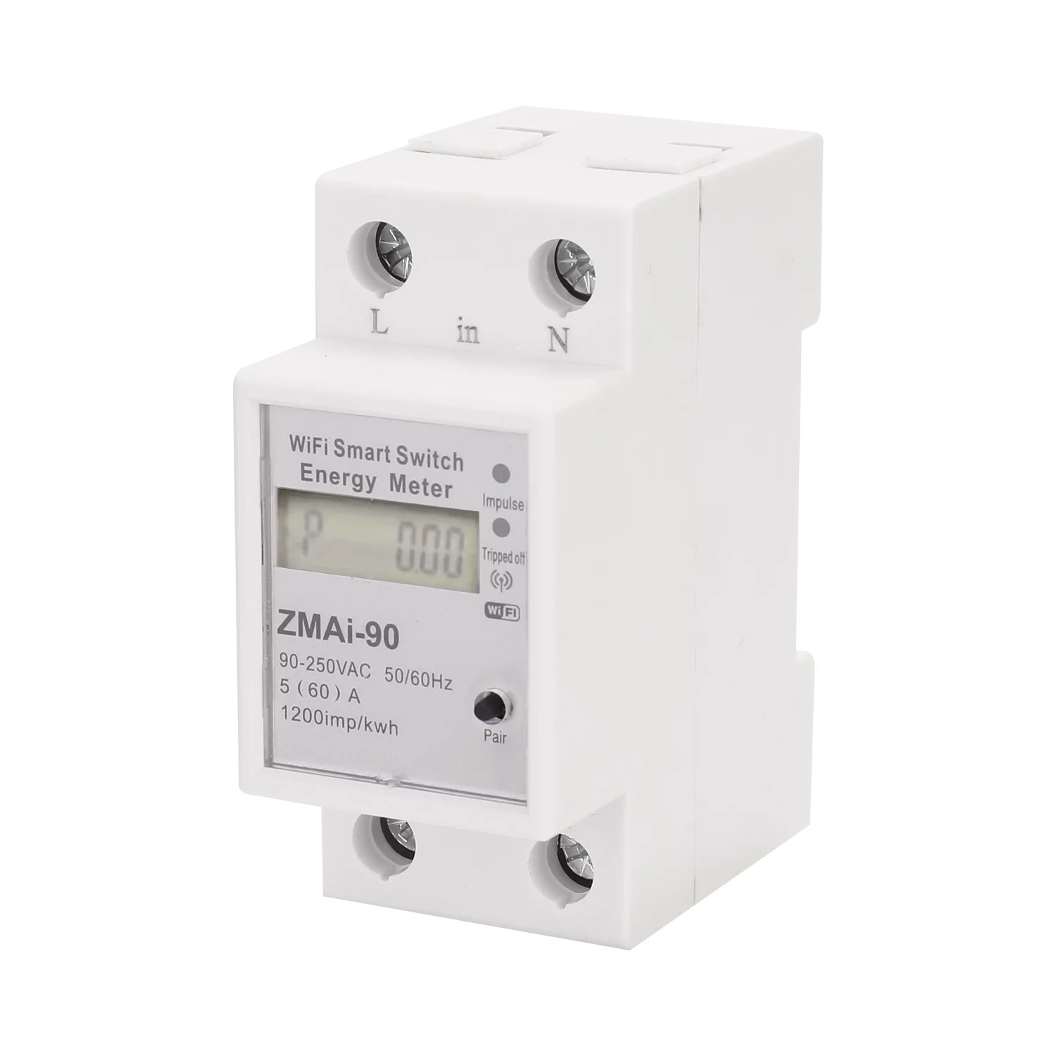 Suzicca Single-Phase Din Rail Wifi Intelligent Energy Meter Power Consumption Kwh Meter Wattmeter Support Smartlife/Tuya App Control Compatible with And Home