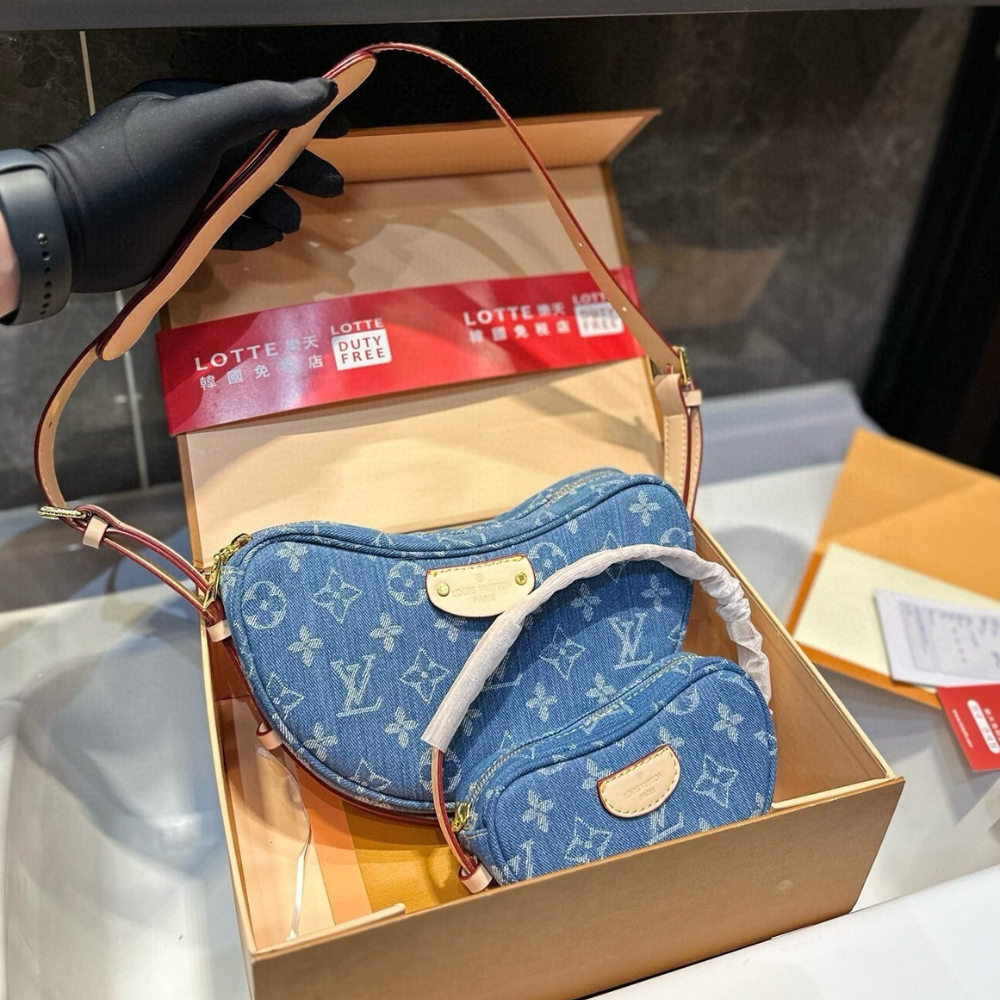 Louis Vuitton Croissant MM Denim Blue 9.8 Inches