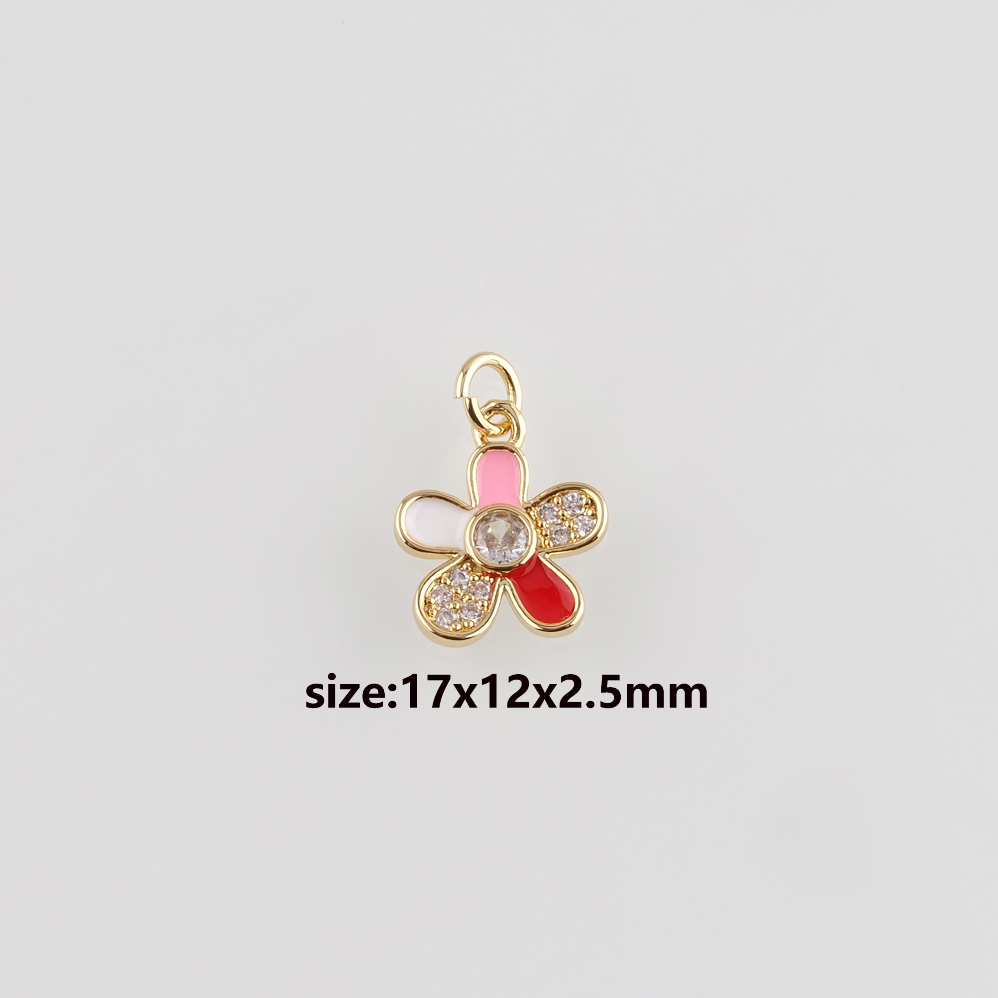 18K Gold Filled Flower Pendant,CZ Micro Pave Flower Charm Earrings Necklace for DIY Jewelry Making Supply