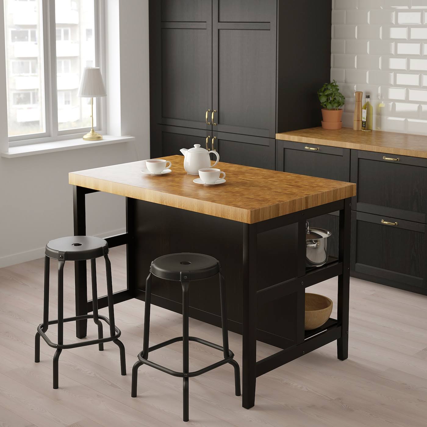 IKEA - VADHOLMA Kitchen Island, Black/Oak, 49 5/8x31 1/8x35 3/8