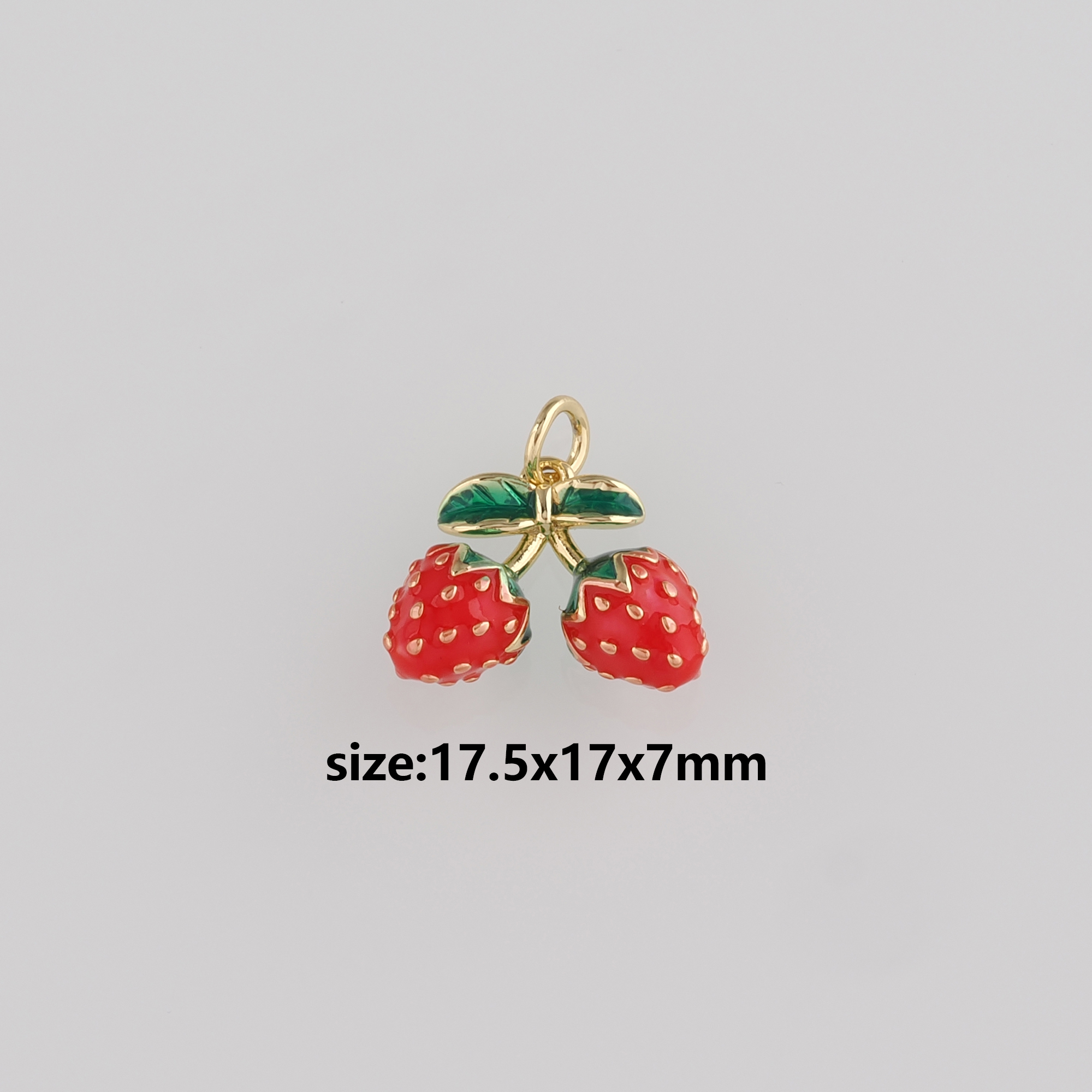18K Gold Filled Strawberry Pendant,Enamel Strawberry Charm Earrings Necklace for DIY Jewelry Making Supply