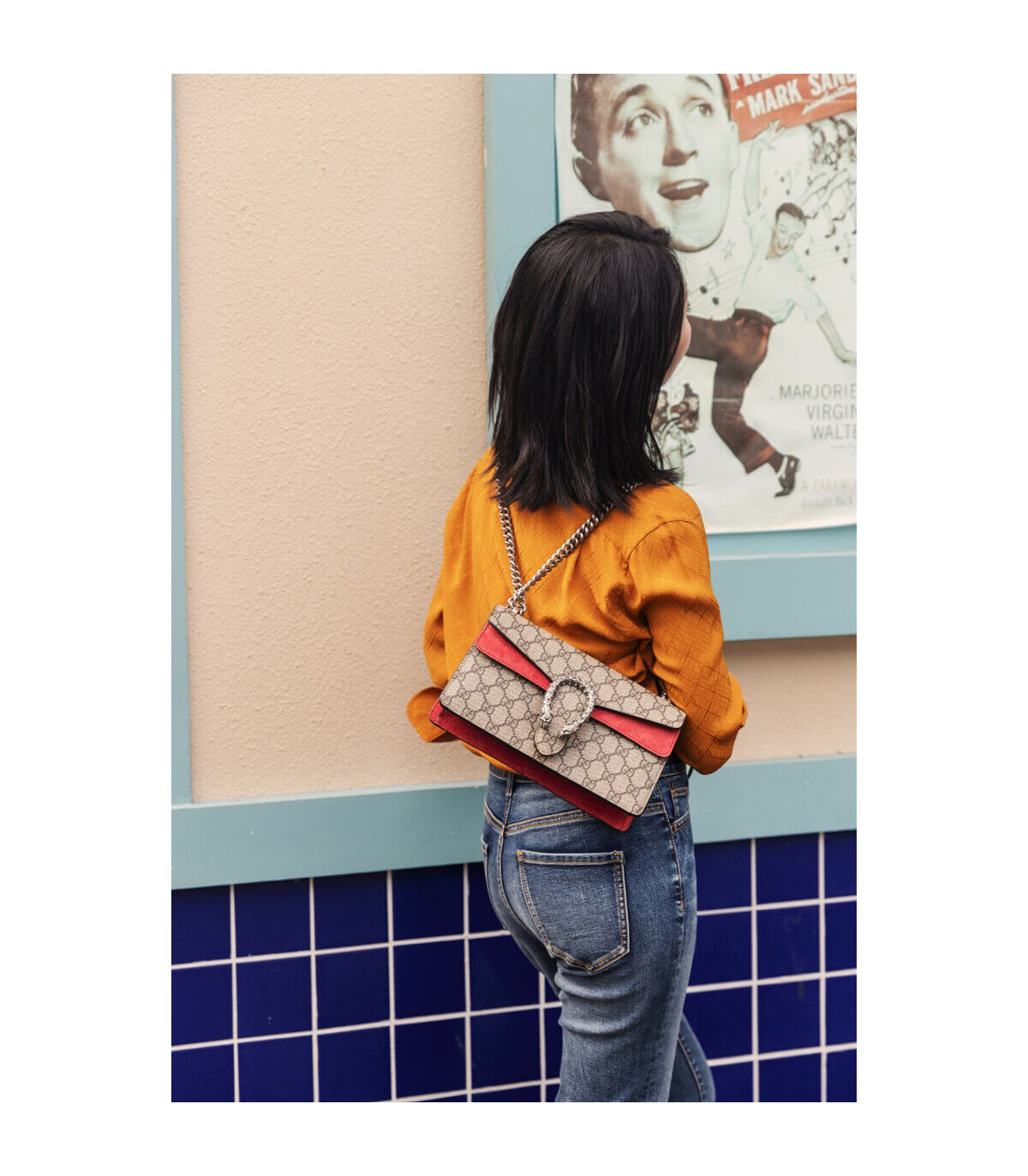 Gucci Dionysus Small Shoulder Bag in GG Supreme with Crystals Red 25cm