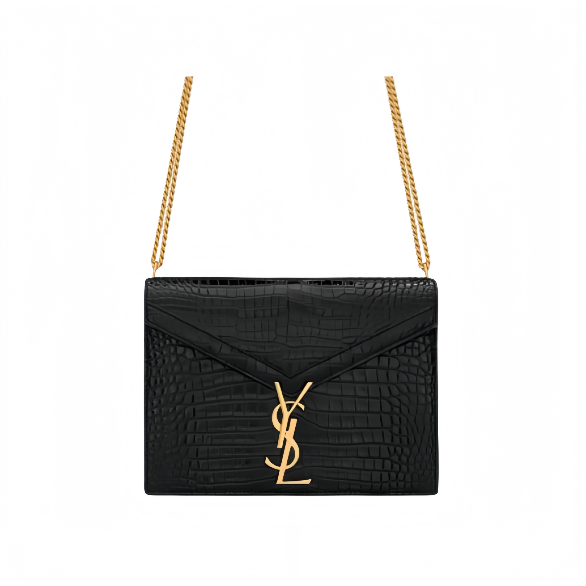 Saint Laurent Cassandra Shiny Leather Cross-Body Bag Black