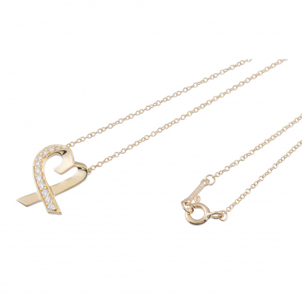 Tiffany & Co. Paloma Picasso Loving Heart Necklace 18K Yellow Gold Diamond