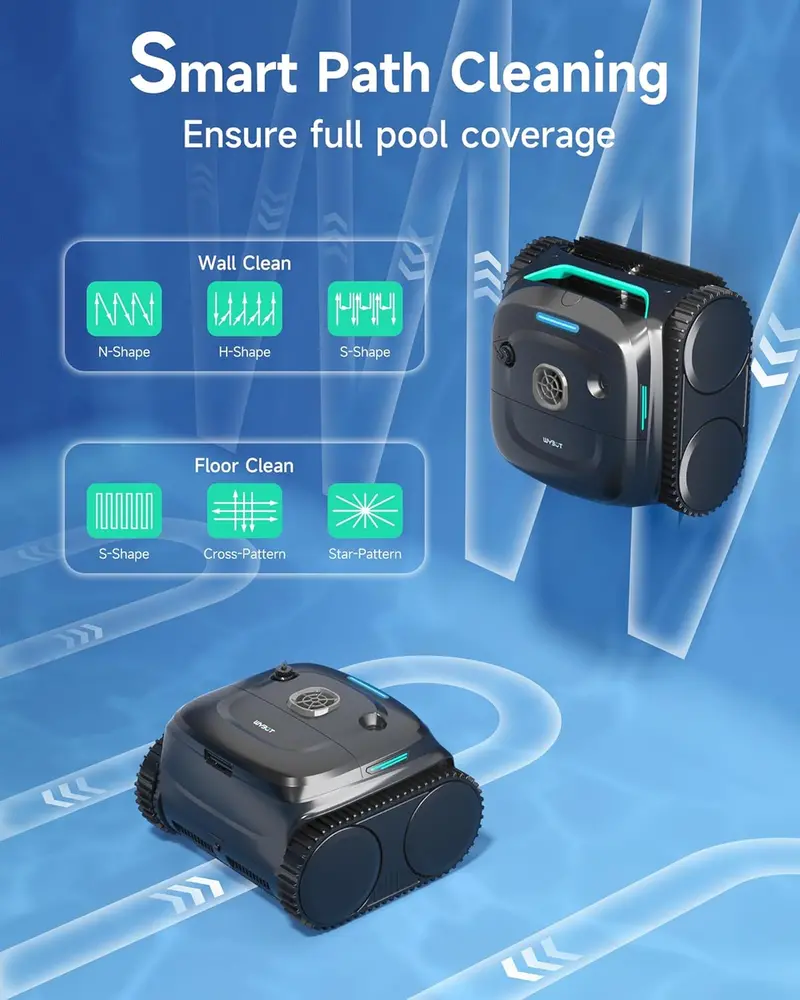 Smart Cordless Robotic Pool Cleaner – 180-Minute Battery Life, App-Enabled Controls, Waterline & Wall Scrubbing, Dual Filtration, Covers Up to 2152 Sq. Ft.
