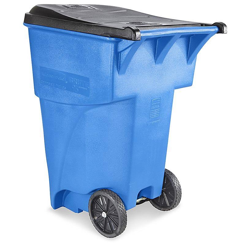 Brute Rollout Container Square Plastic 95 Gal Blue Rubbermaid