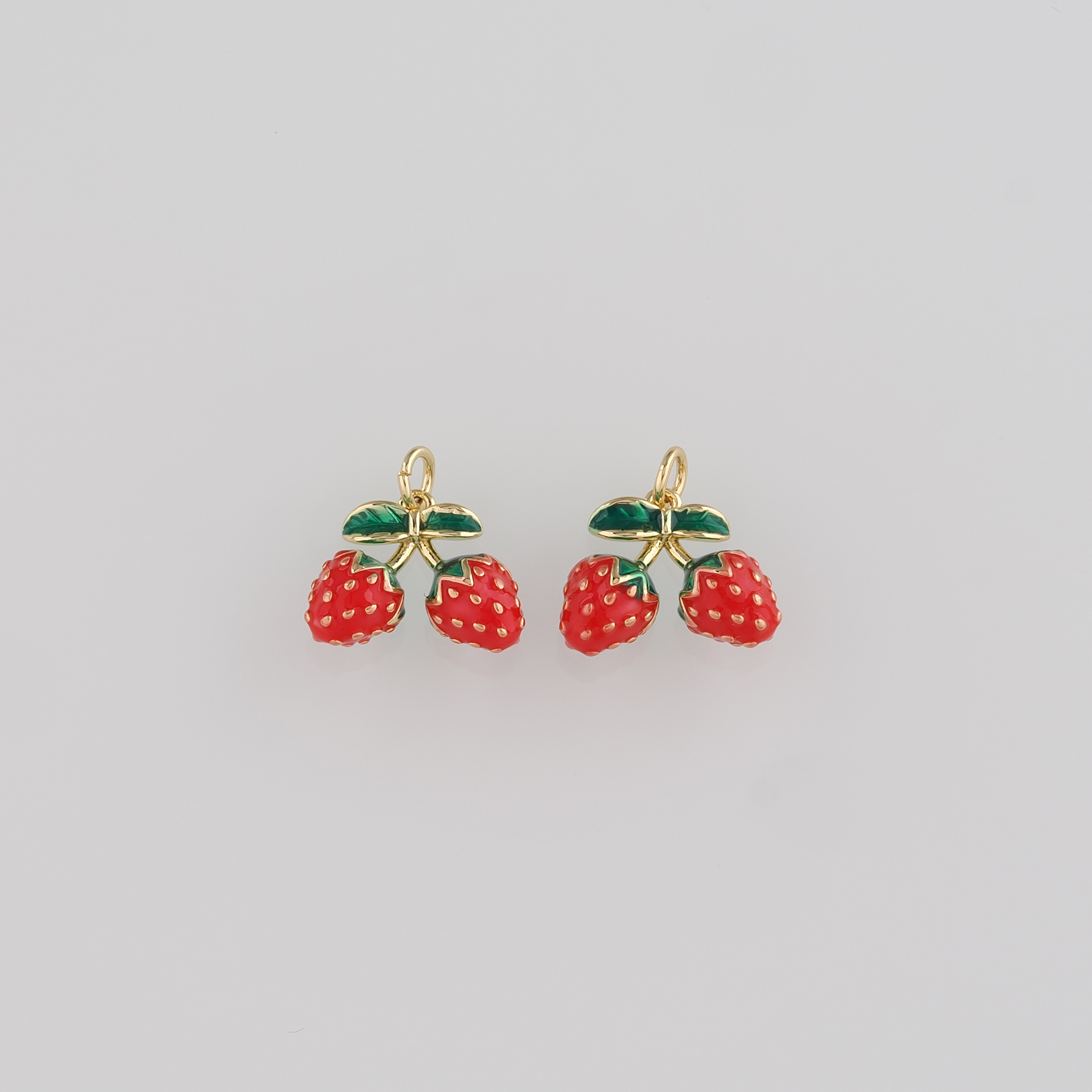 18K Gold Filled Strawberry Pendant,Enamel Strawberry Charm Earrings Necklace for DIY Jewelry Making Supply