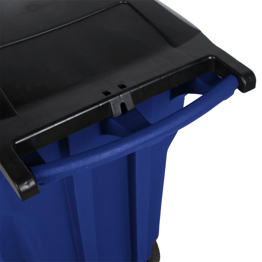Brute Rollout Container Square Plastic 95 Gal Blue Rubbermaid