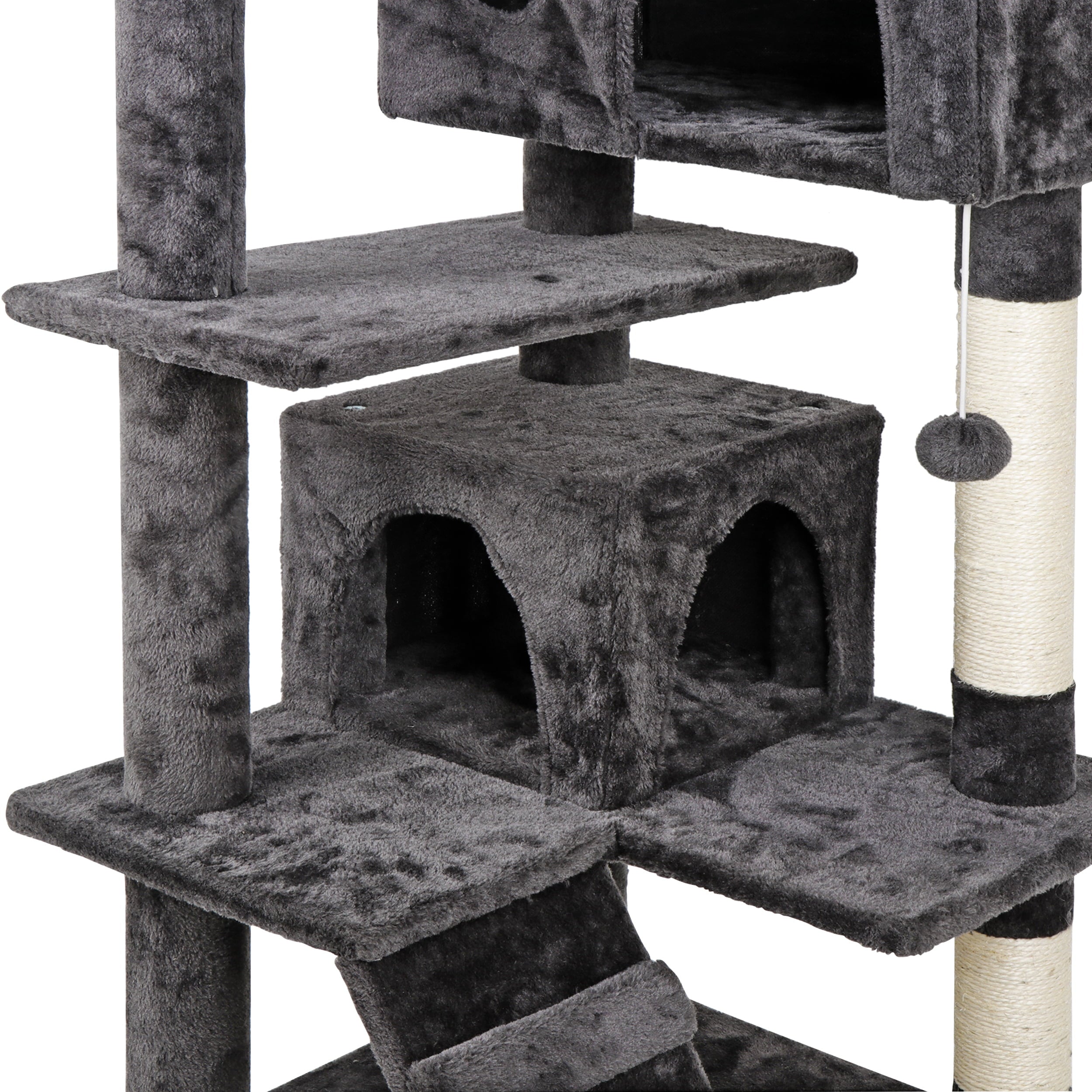 Zenstyle 53-in Cat Tree and Condo Scratching Post Tower, Dark Gray