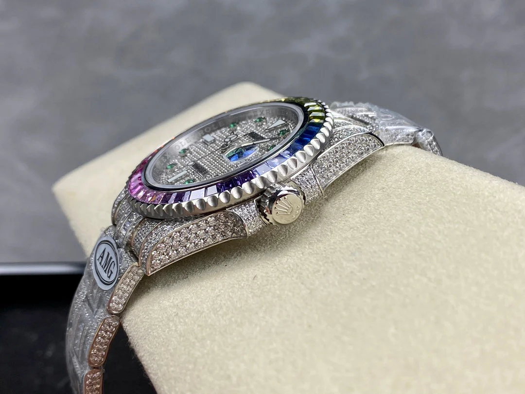 Rolex Submariner Date Rainbow Green Full Diamond