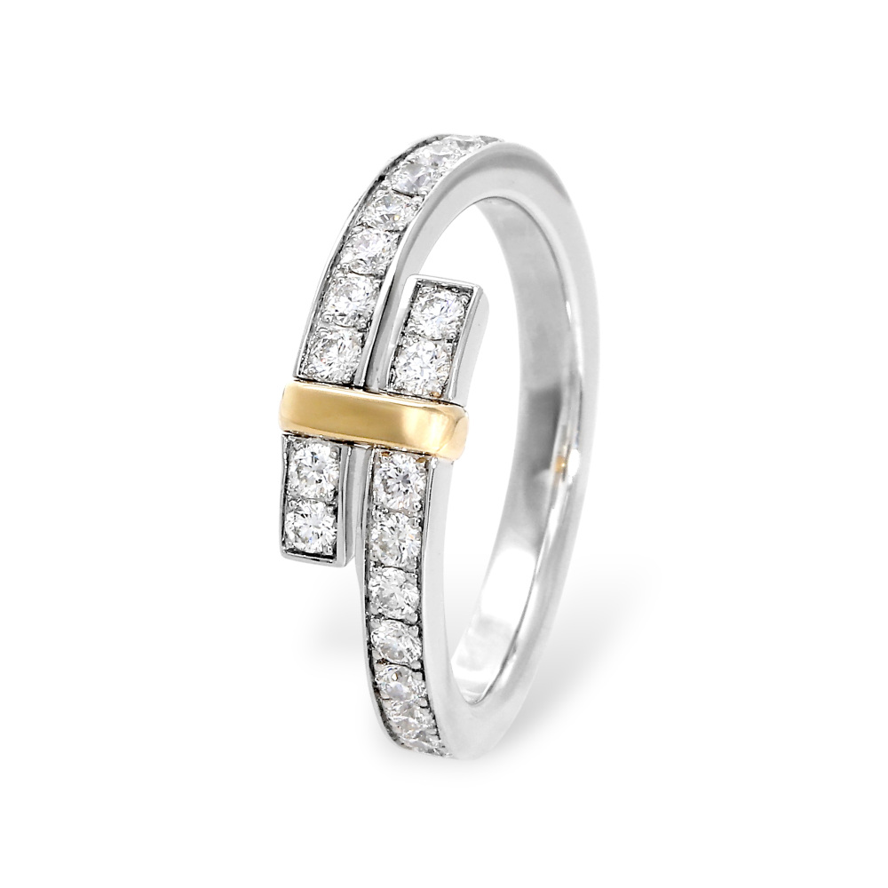 Tiffany & Co. Edge Bypass Ring Platinum & 18K Yellow Gold Diamond