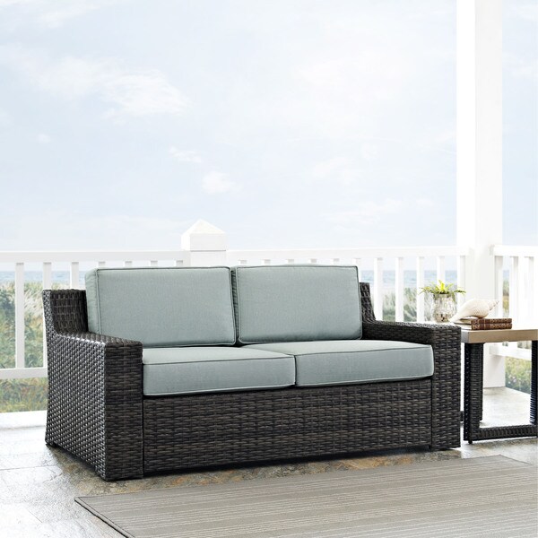 Beaufort Outdoor Espresso AllWeather Wicker Loveseat with Mist Cushions