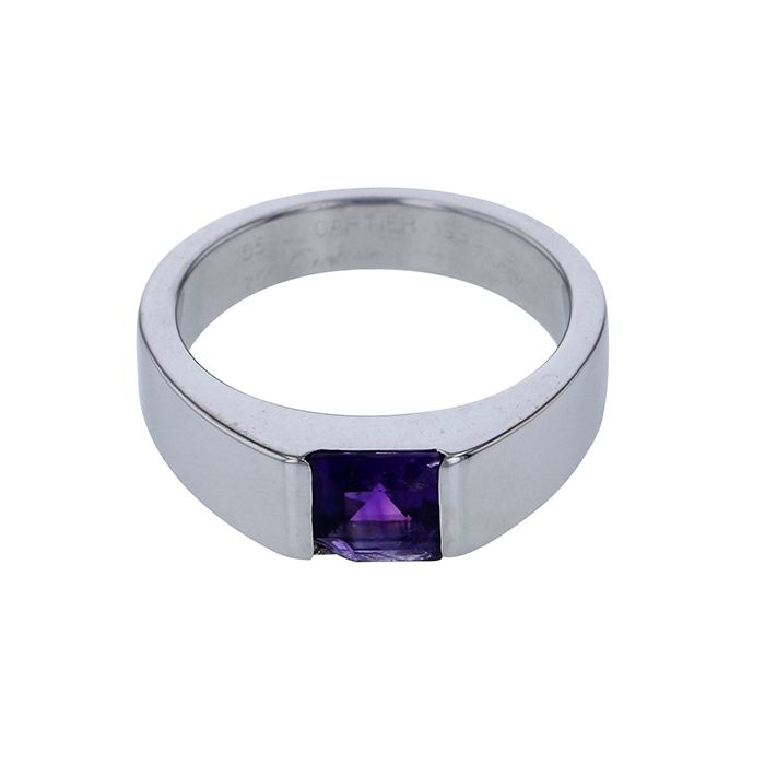 Cartier Tank Ring K18WG White Gold Ring Amethyst