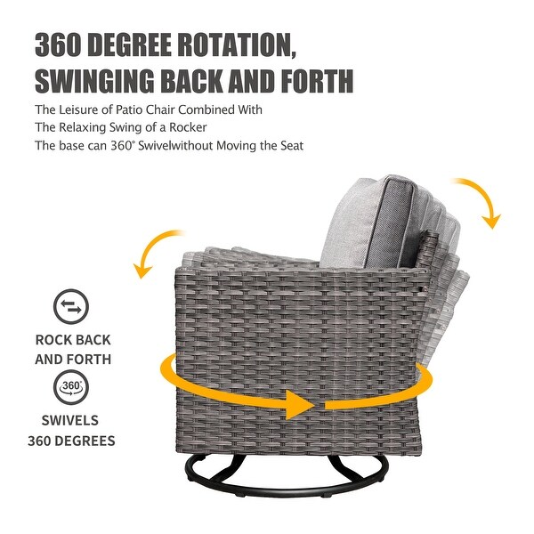OVIOS Wicker Swivel Rocking Chair 3piece Set