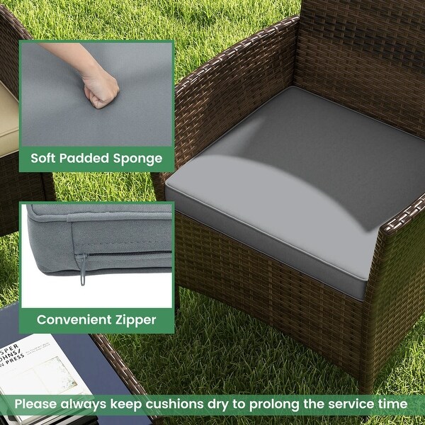 Costway 4 PCS Patio Furniture Set with Washable Cushions and Tempered