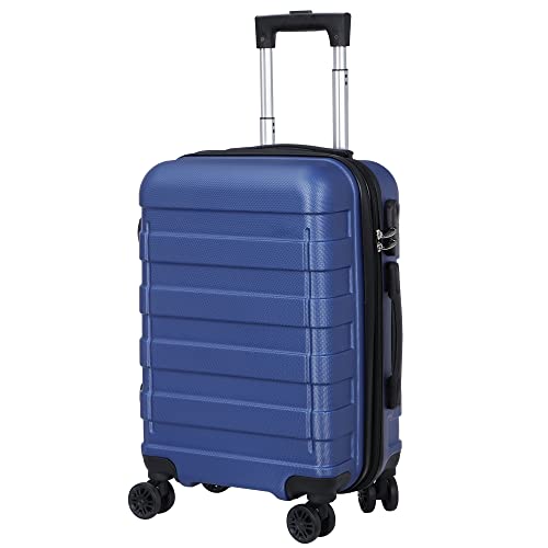 SUPER DEAL 21 Inch Carry On Luggage with Spinner Wheels, Expandable Hardside Suitcase Height Adjustable Durable Rolling Luggage with Porable Handle and Side Feet for Business Trips and Travel, Black