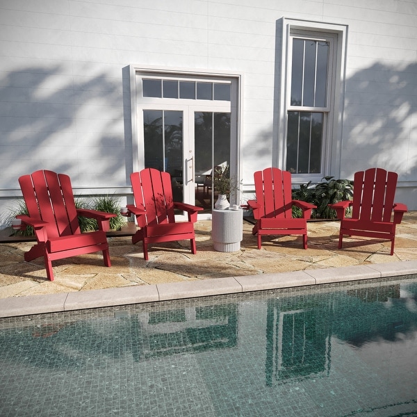Set of 4 AllWeather Adirondack Chairs with Cupholders