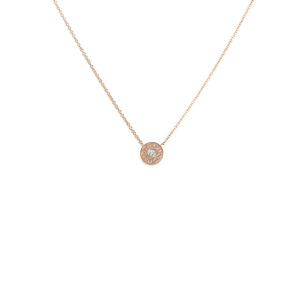 Tiffany & Co. 1837 Circle Necklace 18K Rose Gold Diamond