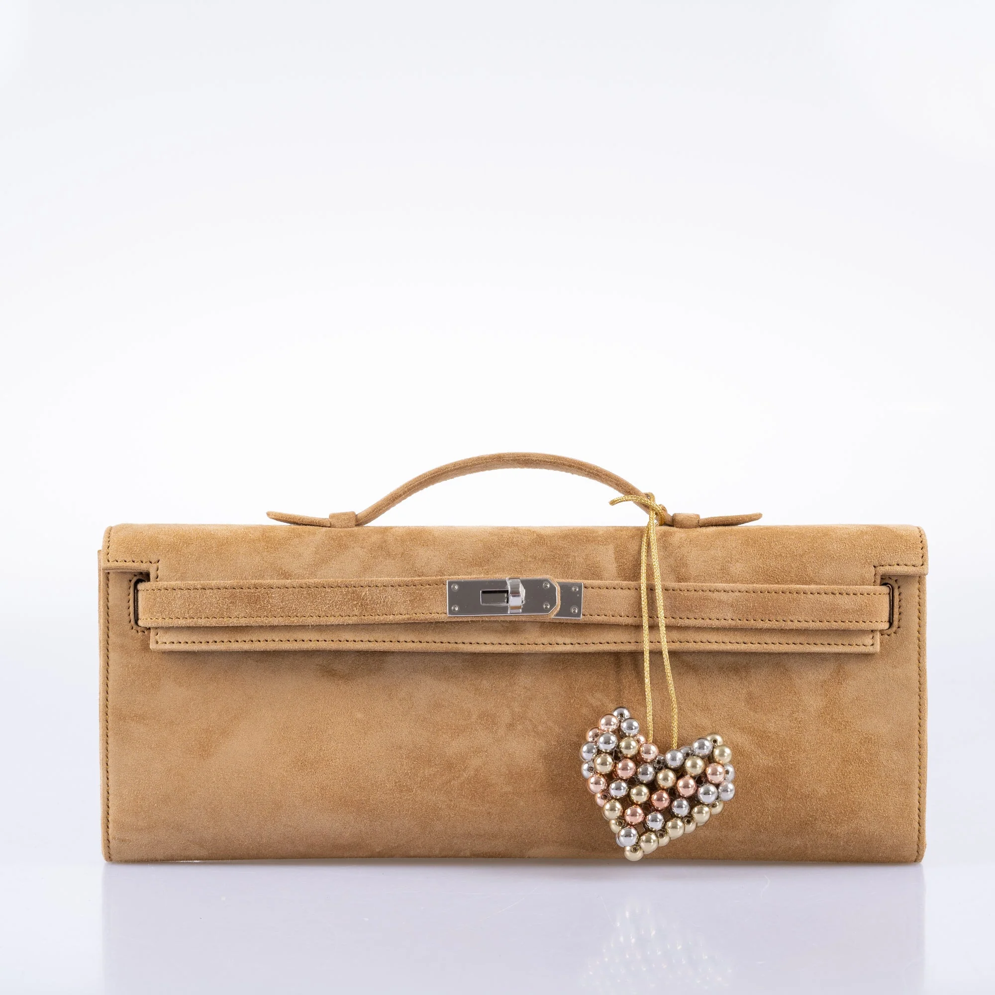 Hermès Kelly Cut Ocre Doblis Suede Palladium Hardware