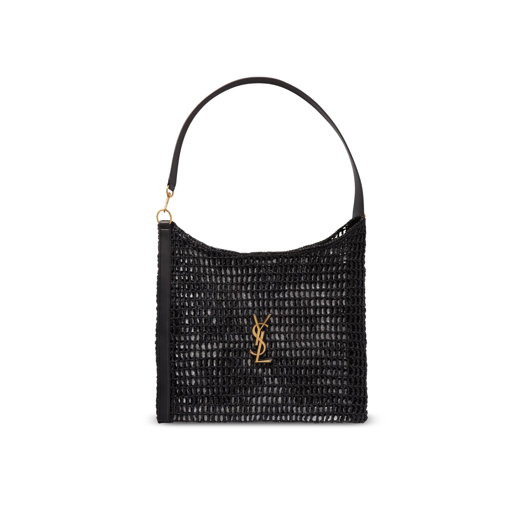 Saint Laurent Raffia And Leather Oxalis Shopping Bag Black 40cm/15.7in