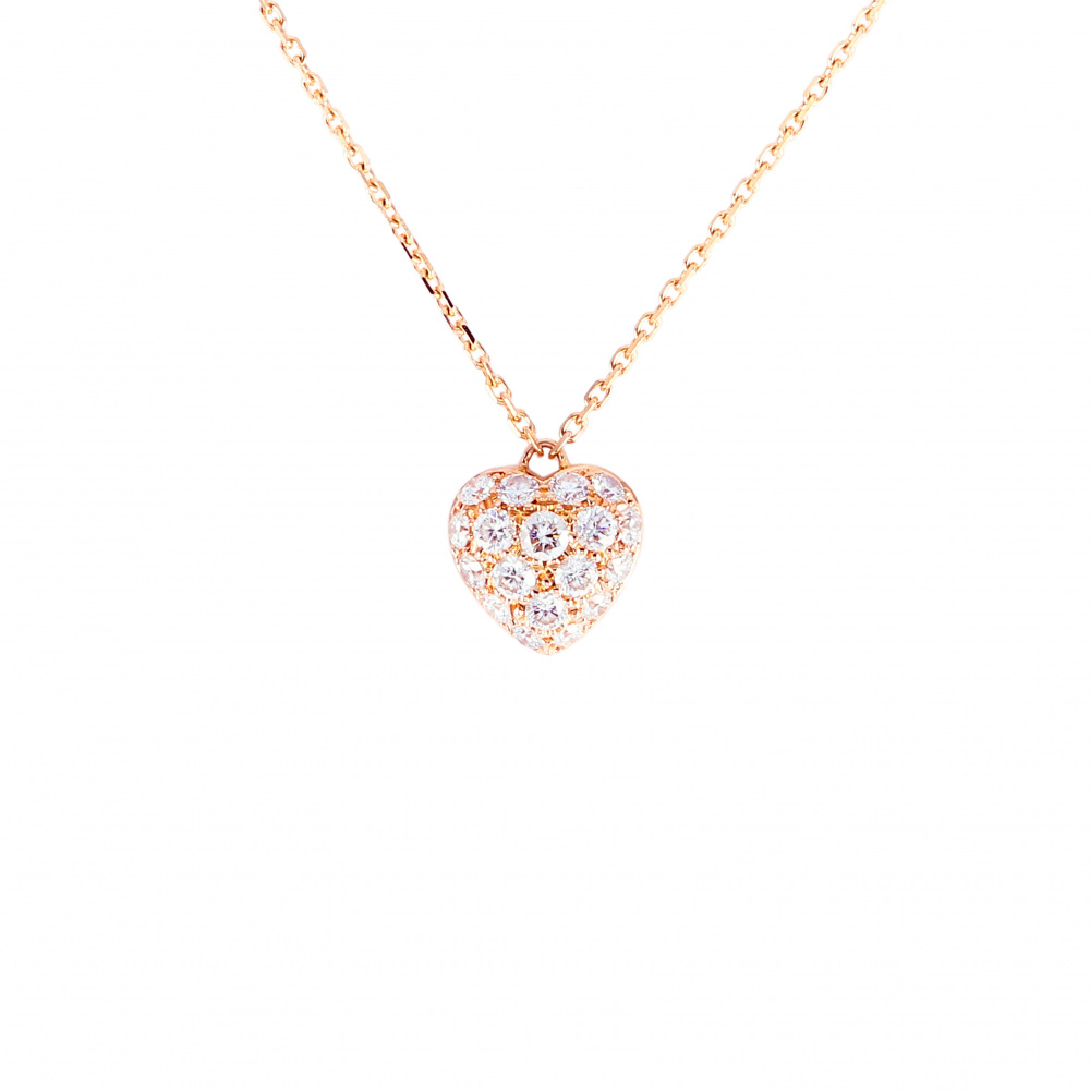 Cartier Pave Heart K18PG Pink Gold Necklace Diamond