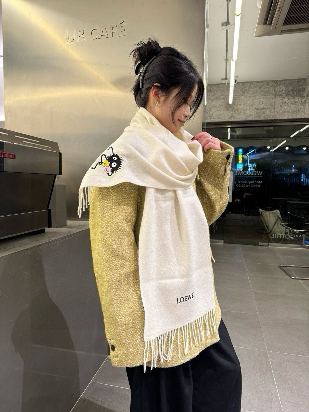 Loewe Mohair Scarf Soot Sprite White For Women 180cm