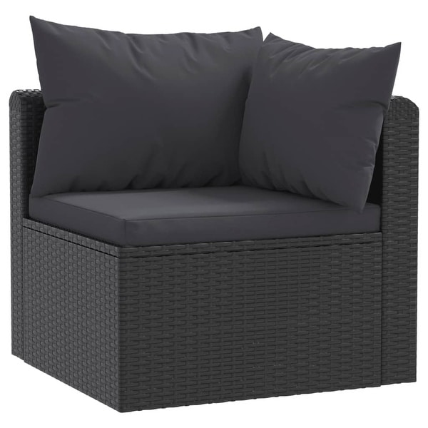 vidaXL 2 Piece Patio Sofa Set with Cushions Poly Rattan Black