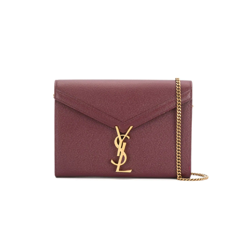 Saint Laurent Cassandra Chain Crossbody Bag Wine Red