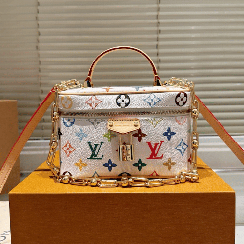 Louis Vuitton Vanity Chain Pouch Murakami Multicolor White 7.5 Inches